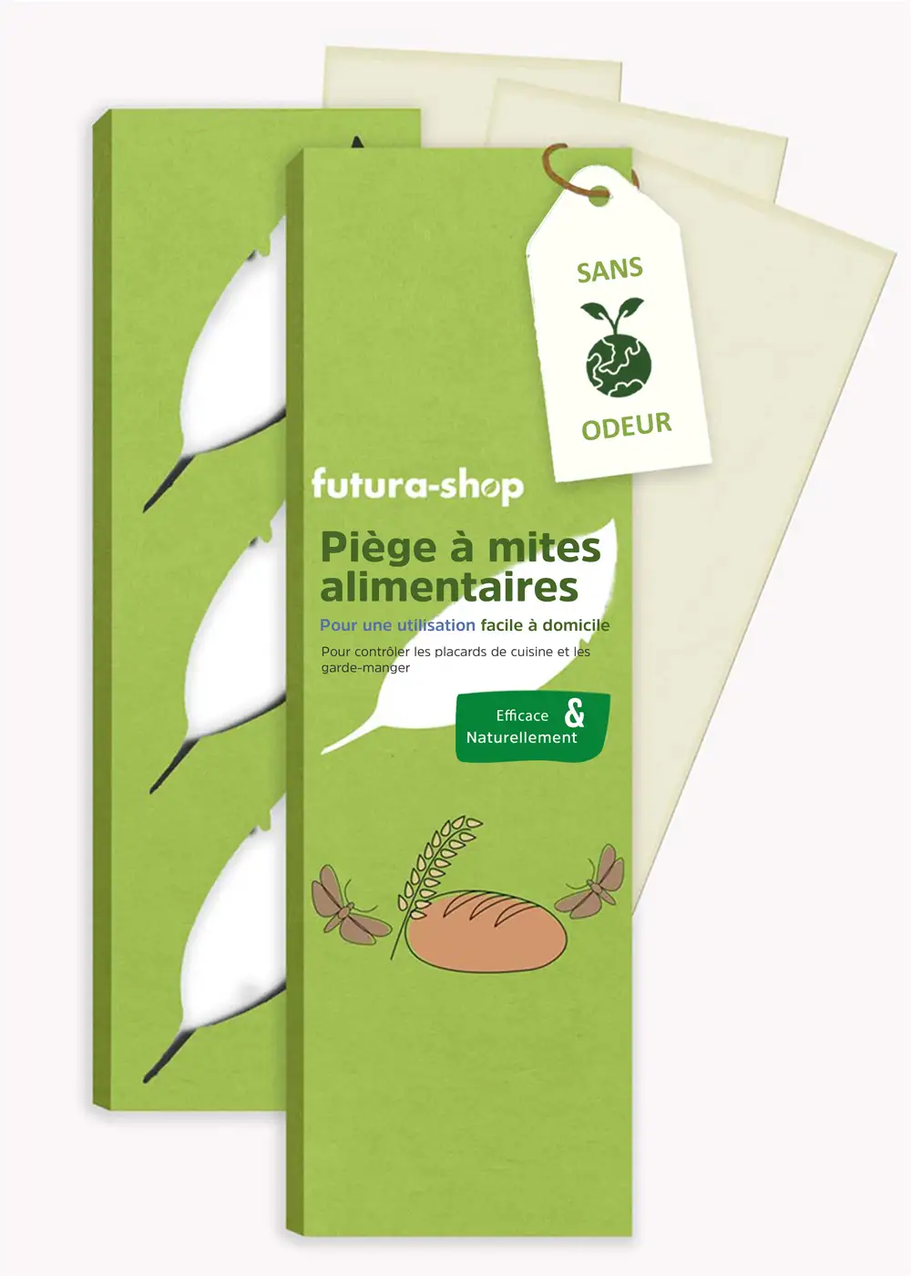 Piège à phéromones pour mites alimentaires 3 surfaces adhésives